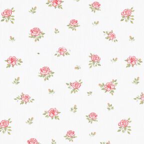 Katoenpopeline Zachte rozen – rood/wit, 