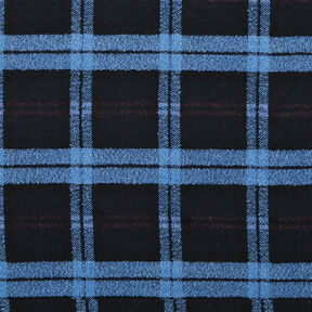 Mantelstof geruit lussen – zwart/blauw, 