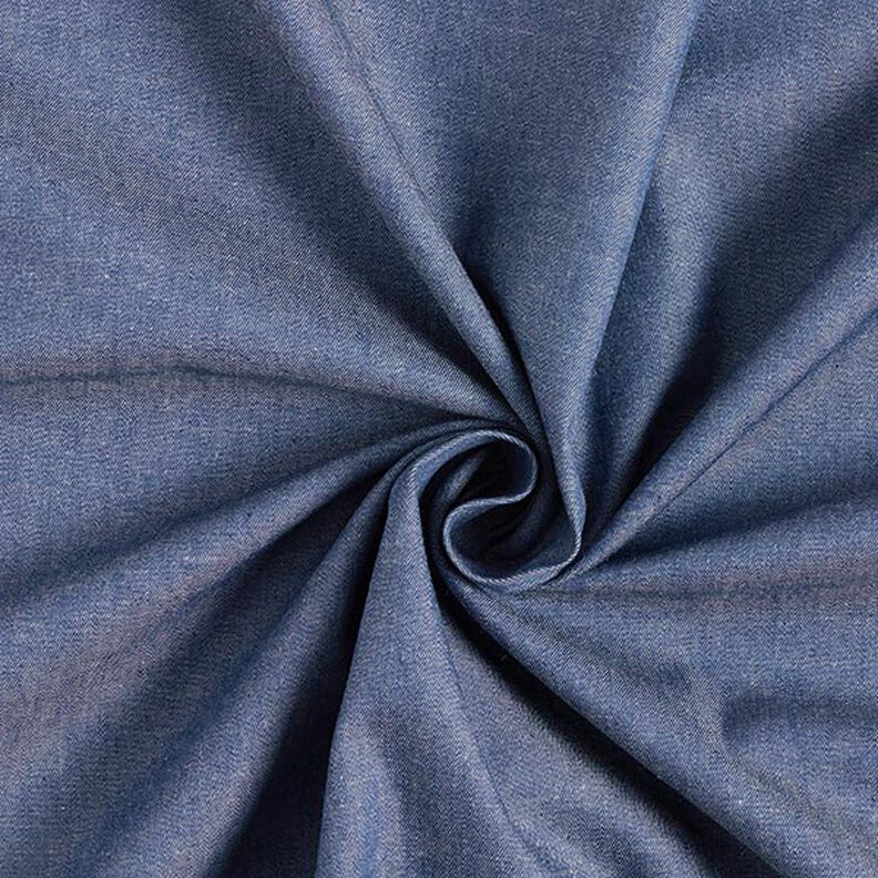 Katoen chambray jeanslook – marineblauw,  image number 1