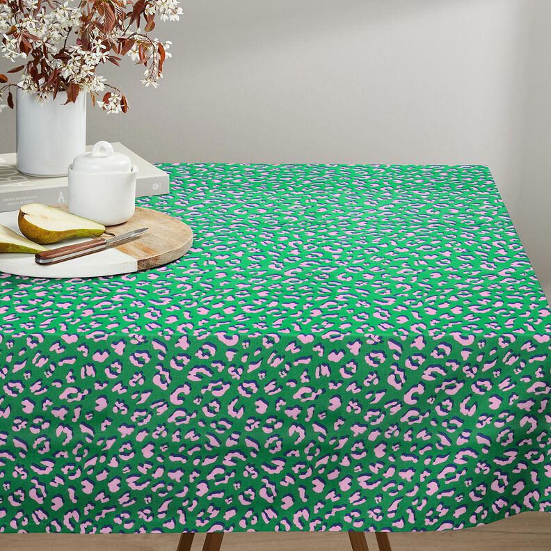 Gecoate katoen abstracte Leeuw | Poppy Fabrics – groen/roze, image number 6