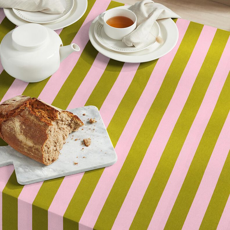 Decostof Canvas vrolijke strepen – roze/mosgroen,  image number 6