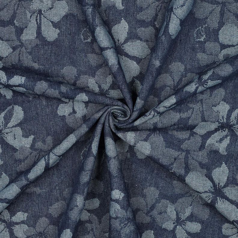 Denim-katoenmix bloemen – jeansblauw,  image number 3