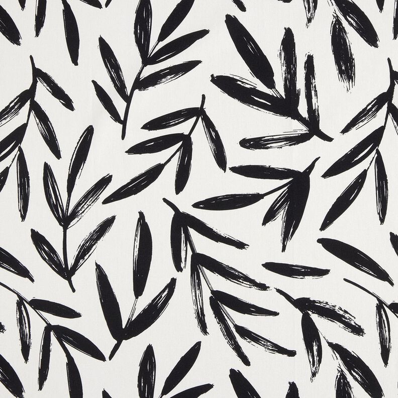 Decostof Half panama Minimalistische bladeren – zwart/ivoor, image number 1