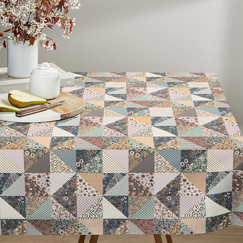 Decostof Half panama Quiltlook bloemen – pastellila/ecru, image number 9