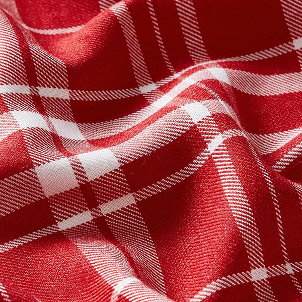 Overhemdenstof Viscose Glencheck – karmijnrood/wit, image number 2
