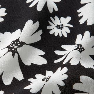 Viscose crêpe bloemen – zwart/wit, 
