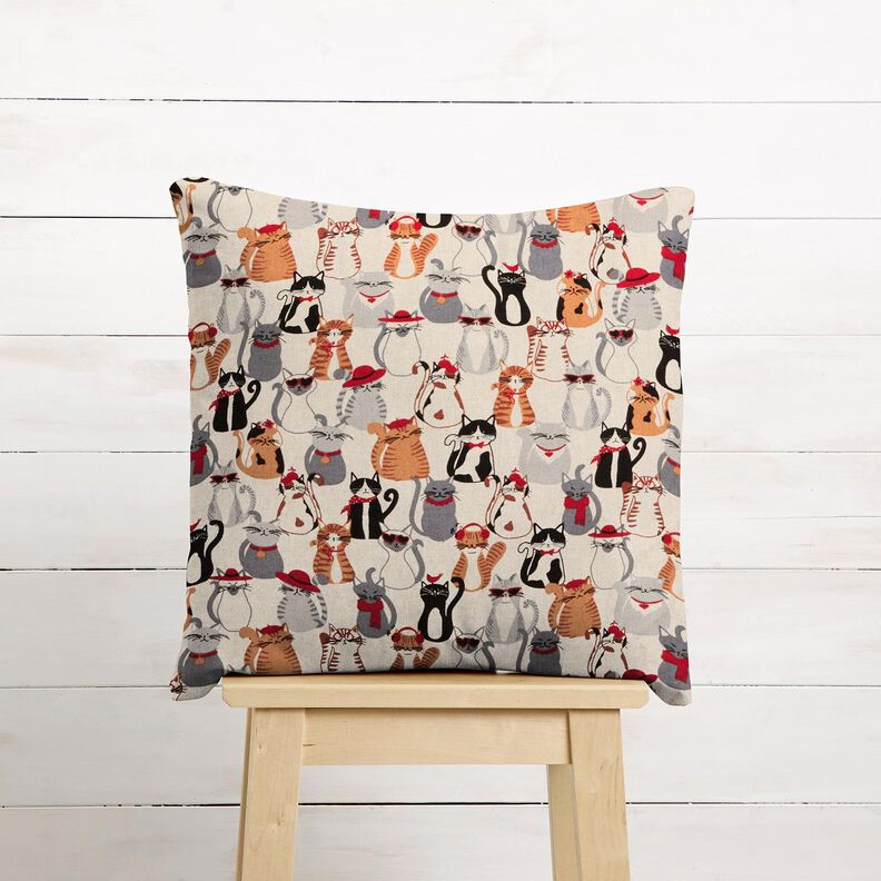 Decostof Half panama elegante katten – natuur/grijs, image number 9
