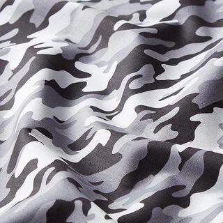 Katoenpopeline Camouflage – grijs/zwart, 