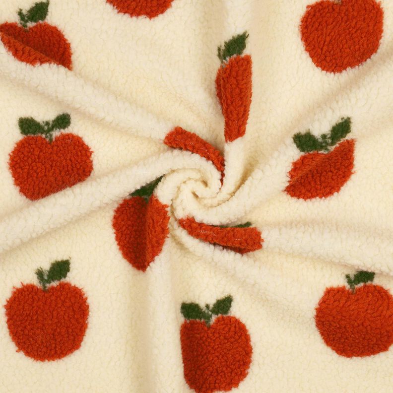 Teddy pluche Appels | Poppy Fabrics – ecru/terracotta, image number 3