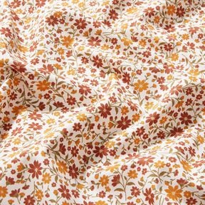 Katoenpopeline Herfstbloemen – wit/roodbruin, 