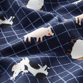 Katoenjersey boerderijdieren – marineblauw, 