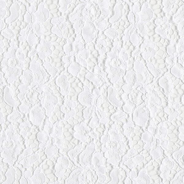 Kanten stof met golvende rand met bloesems aan beide zijden – wit,  image number 1