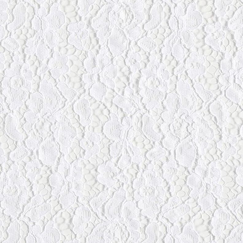 Kanten stof met golvende rand met bloesems aan beide zijden – wit,  image number 1