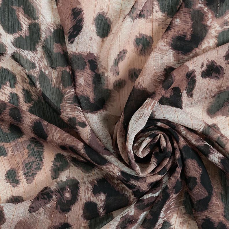 Chiffon luipaard & lurex strepen – beige/zwart,  image number 3