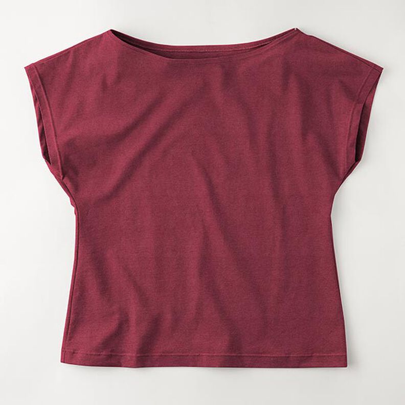 Bamboe Viscosejersey Effen – bordeauxrood,  image number 8