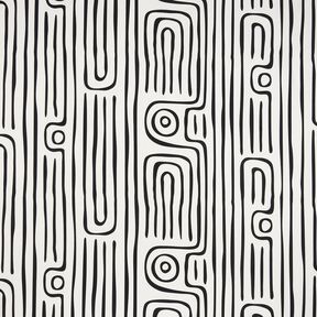 Decostof Half panama abstract gestreept patroon &ndash; zwart/ivoor, 