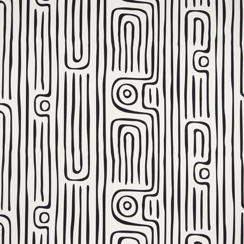 Decostof Half panama abstract gestreept patroon – zwart/ivoor,  image number 1