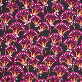 Decostof Canvas Bloemenwaaier – zwart/pink, 