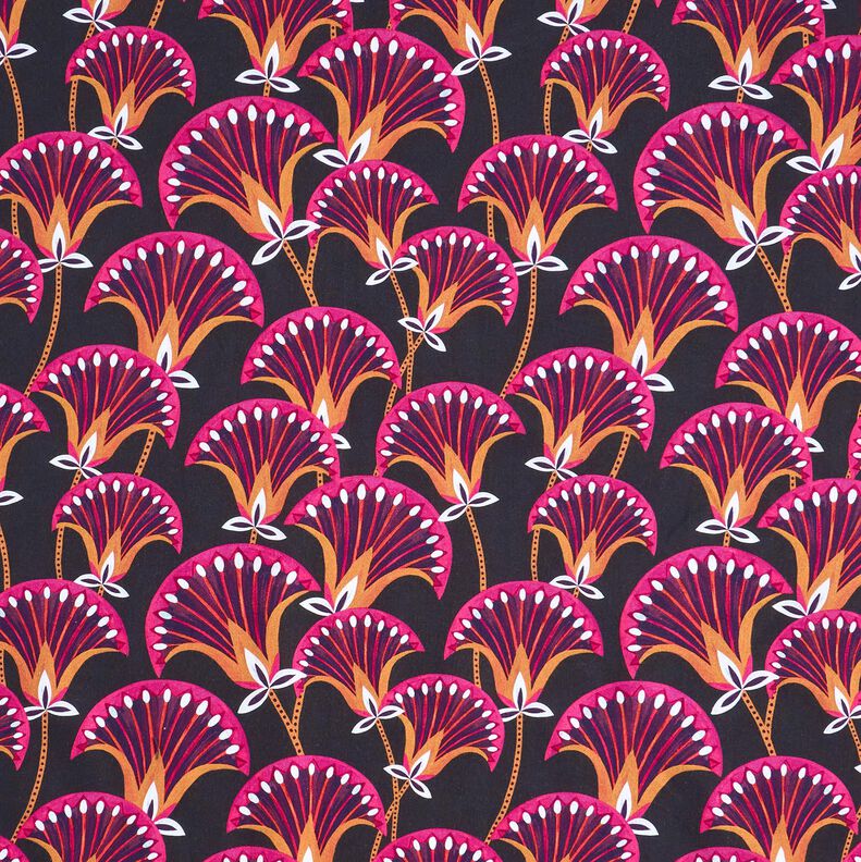 Decostof Canvas Bloemenwaaier – zwart/pink, image number 1