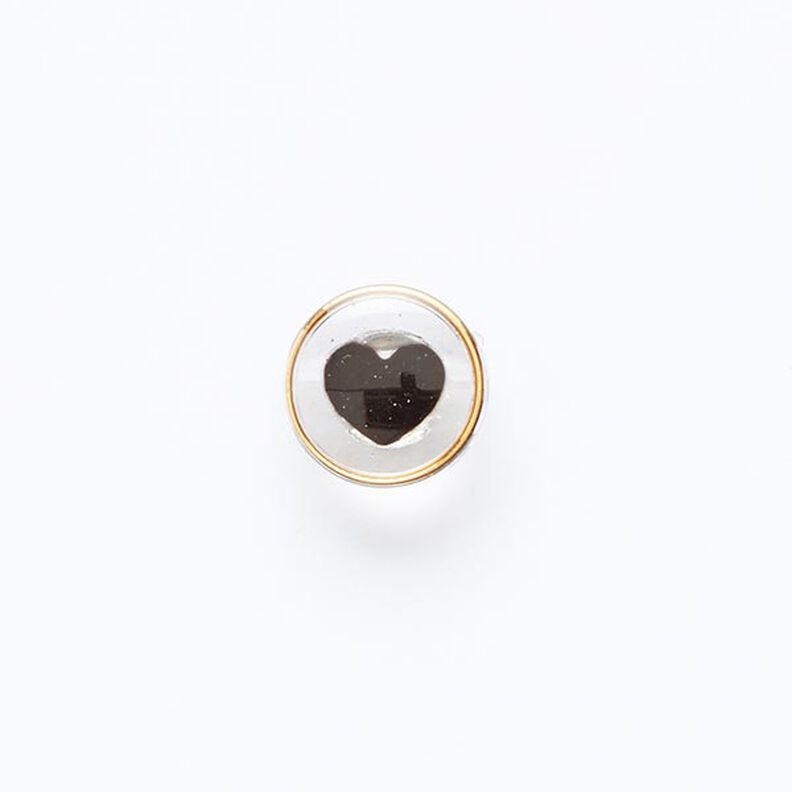 Hartvormige knoop met oogje met goudkleurige rand [ Ø 11 mm ] – zwart/goud,  image number 1