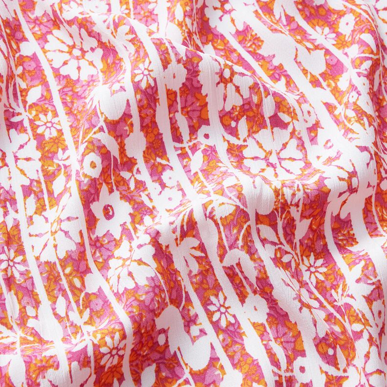 Viscosecrêpe bloemen en takken – oranje/pink,  image number 2