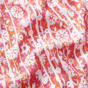 Viscosecrêpe bloemen en takken – oranje/pink, 