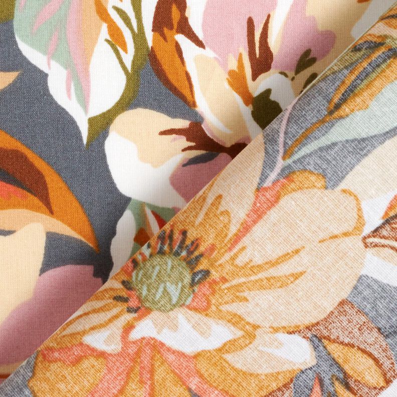 Gecoate katoen Stijlvolle bloemen &ndash; leigrijs/roos,  image number 4