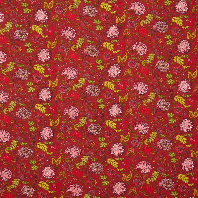 Viscosestof Paisley bloemen – karmijnrood/vuurrood,  image number 1