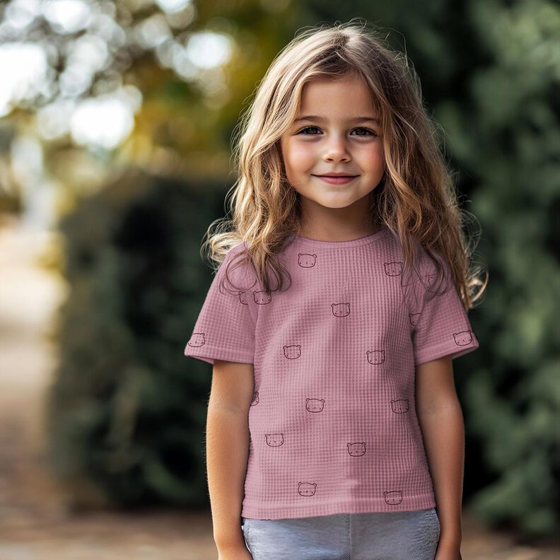Wafel jersey Beertje | Poppy Fabrics – donker oudroze/aubergine, image number 5