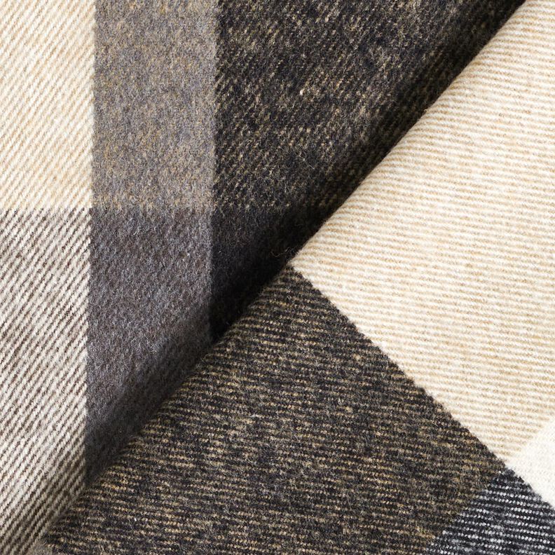 Mantelstof Katoenmix grote tartan-ruit – lichtbeige/oudzilver,  image number 4