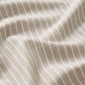 Linnen-katoen-mix Brede strepen – licht taupe/wit, 
