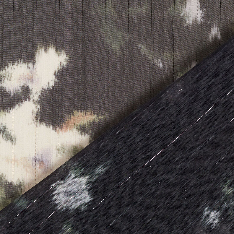 Chiffon glinsterende naaldstrepen in batik-look – zwart/wit,  image number 5