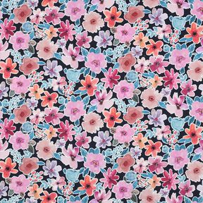Katoenpopeline Bloemen | Poppy Fabrics – zwart blauw, 