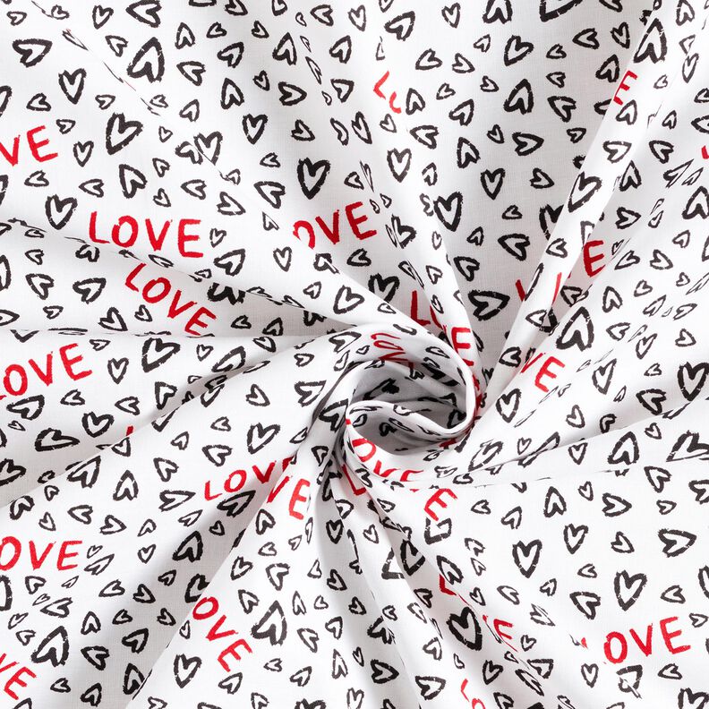 Katoenen stof Cretonne Love – wit/zwart, image number 3