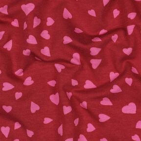 Sommersweat Harten | Poppy Fabrics – donkerrood/pink, 