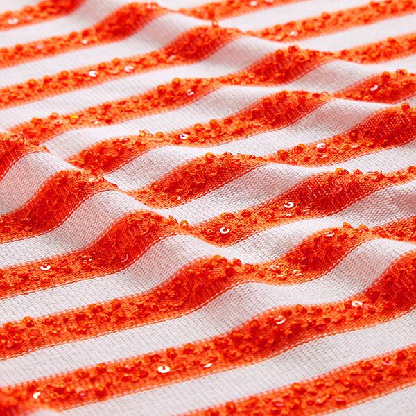 Fijngebreid Pailletten strepen – oranje/ecru,  image number 3
