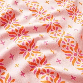 GOTS Breijacquard EVERMORE Flourish | Hamburger Liebe - Albstoffe – wit/pink, 