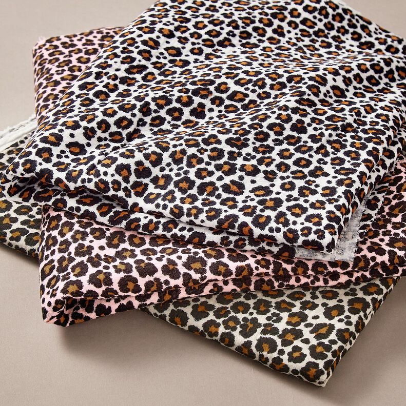 Mousseline/dubbel gehaakte stoffen Luipaardprint – roos/zwart,  image number 5