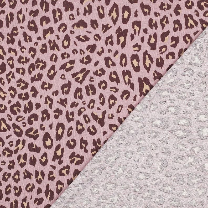 Viscose-linnen-mix Luipaardprint | Poppy Fabrics – licht oudroze/aubergine,  image number 4