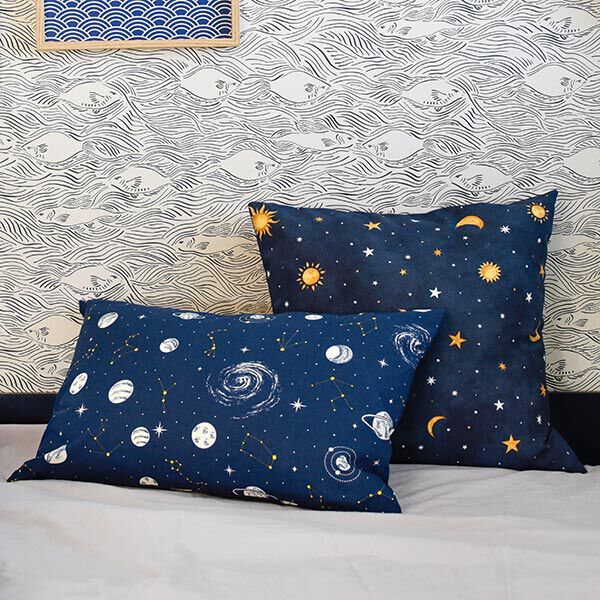 Decostof Glow-in-the-dark nachtelijke hemel – goud/marineblauw,  image number 7