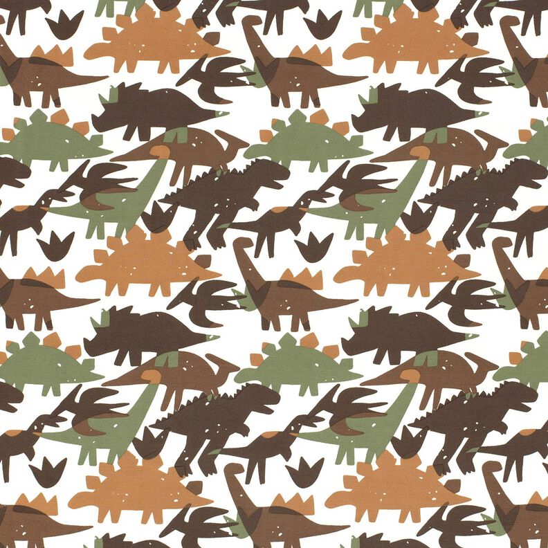 Katoenjersey Camouflage Dinosaur – ivoor/kastanjebruin, image number 1