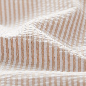 Seersucker Katoenmix strepen – beige/ecru, 