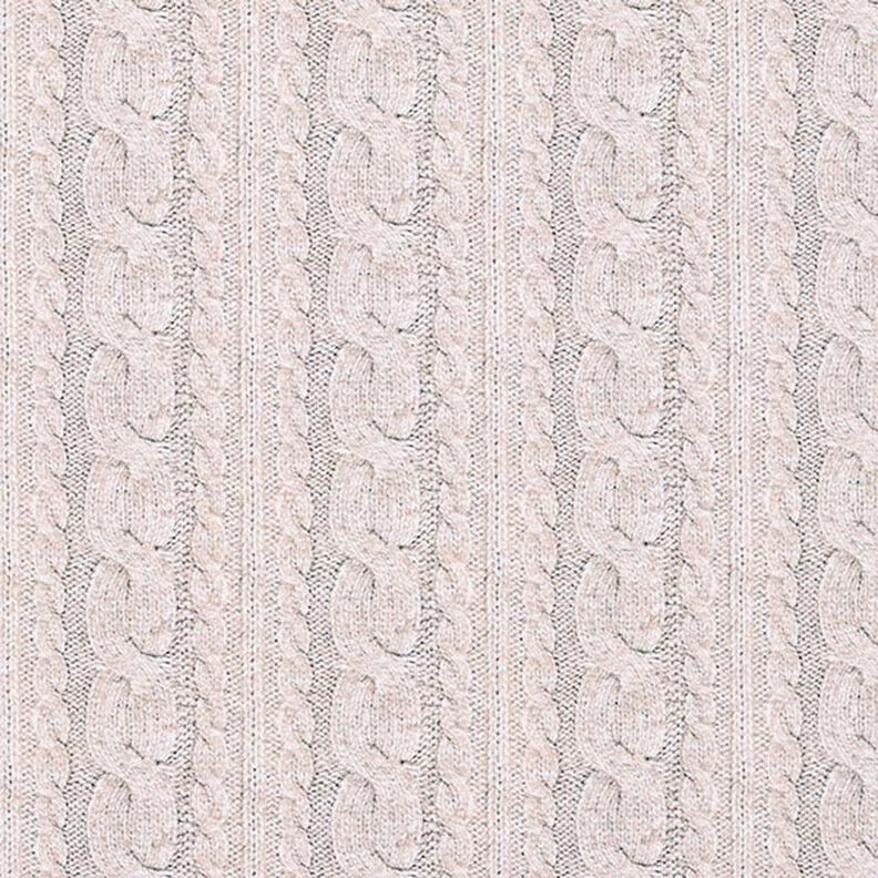 French Terry sommersweat Print kabelsteekpatroon – lichtbeige,  image number 1