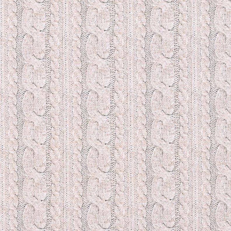 French Terry sommersweat Print kabelsteekpatroon – lichtbeige, image number 1
