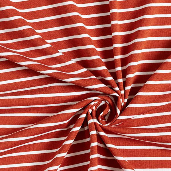 GOTS katoenjersey strip | Albstoffe – terracotta/wit, image number 3