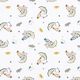 Katoenen stof Cretonne katten met regenboogparaplu's – wit,  thumbnail number 1