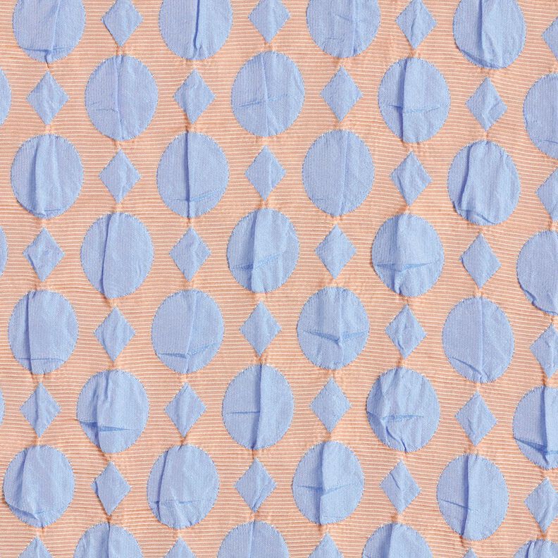 Cloqué stippen en diamanten – lichtblauw/perzik, image number 1