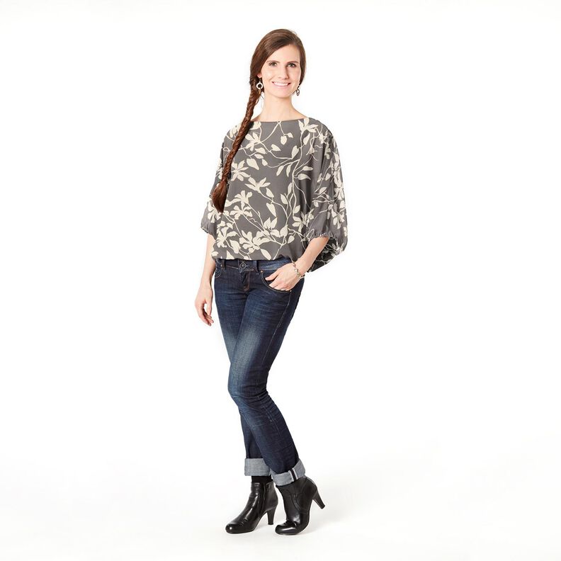 Chiffon Bloemen gerecycled – zwart/lichtbeige, image number 5
