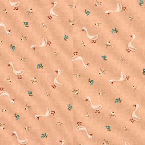 Wafel jersey Ganzen en bloemen &ndash; zalm, 