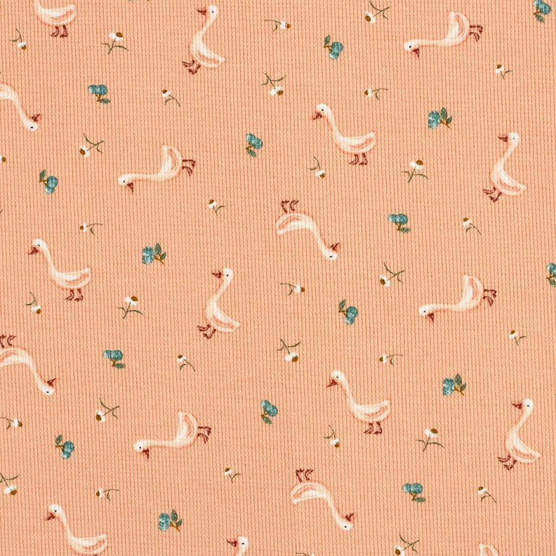 Wafel jersey Ganzen en bloemen &ndash; zalm,  image number 1